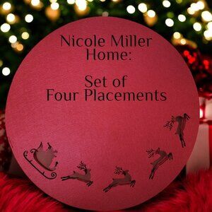 Nicole Miller Home Santa and Reindeer Placements - Set of 4